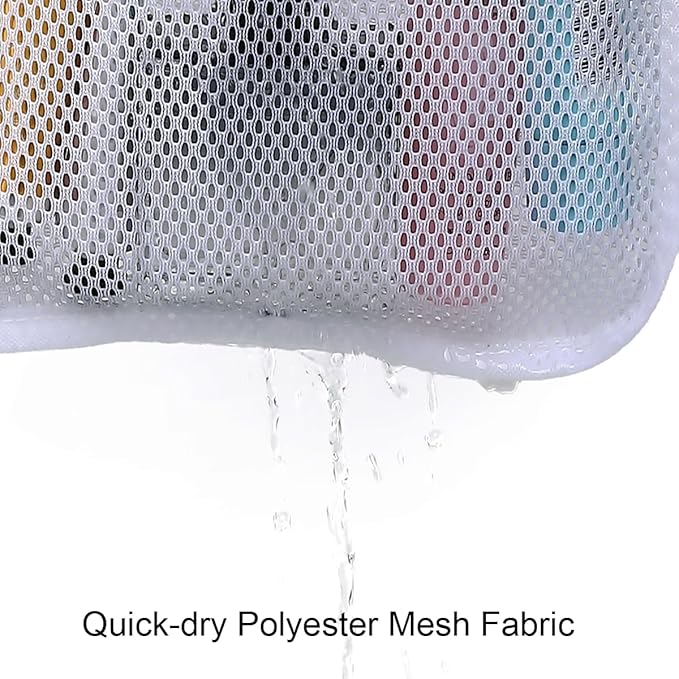 Hanging Mesh Shower Caddy for Bathroom - Quick Drying Portable Shower Organizer with Multiple Pockets for Soap,Shampoo and Cruise Ship Essentials Saving Bathroom Storage,White,2 Pack