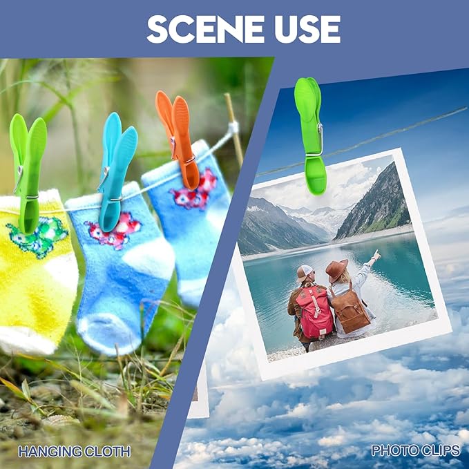 48 Packs Colorful Plastic Clothespins Hangers Clips Clothes Pins Heavy Duty Laundry Clothes Pins Clips with Springs, Air-Drying Clothing Pin Set