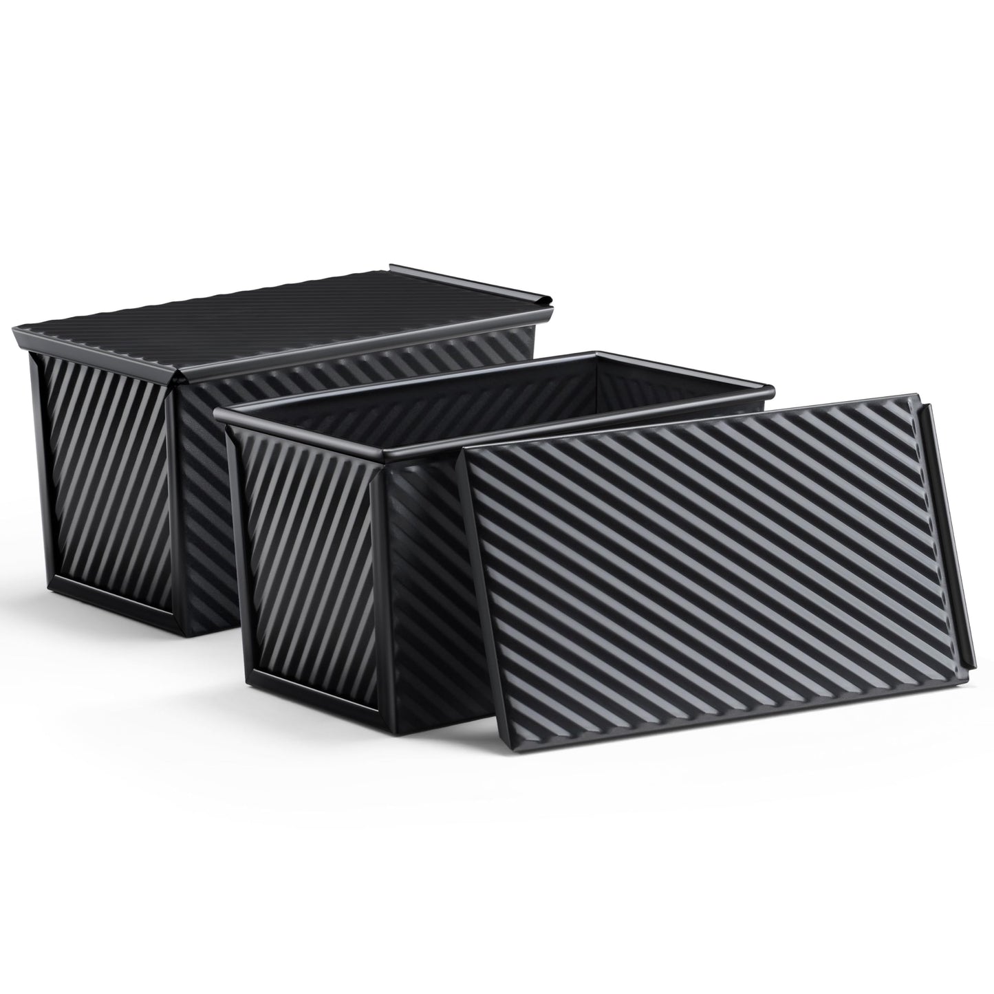 LIANYU 3 Pack Pullman Loaf Pan with Lid, 1 LB Nonstick Bread Loaf Pans Set