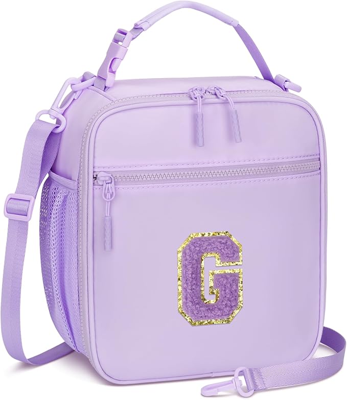 CLOUDWINGS Lunch Box Kids Large Initial Insulated Lunch Bag for Girls
