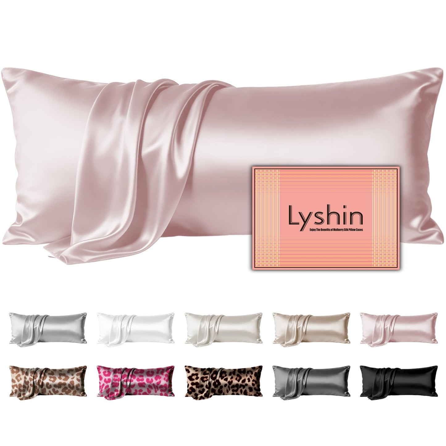 LYSHIN Silk Pillow Cases Standard Size with Hidden Zipper, Leopard