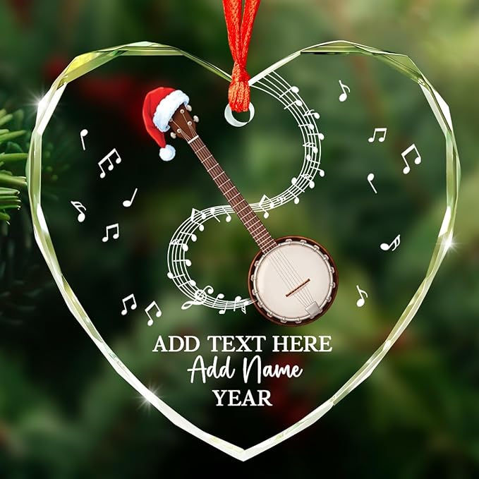 Personalized Oboist Christmas Glass Ornament 2026, Oboe Teacher Christmas Tree Ornaments, Custom Text Name & Year Oboe Ornament Gift for Student Friend, Musical Instruments Xmas Decorations