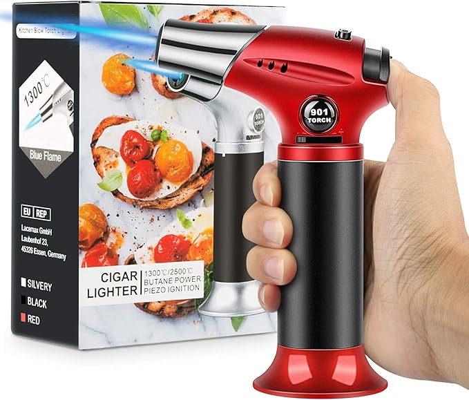 Kitchen Butane Torch, Safety Lock Adjustable Flame for Baking BBQ