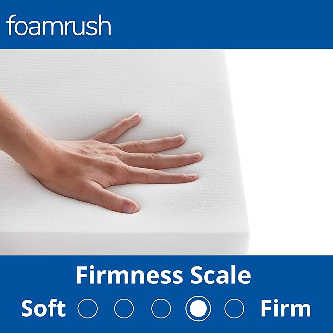 FoamRush 6-Inch Bunk (34" x 75") High Density Foam RV Mattress Replacement with Cotton Cover, Medium Firm, Pressure Relief, Travel Camper Trailer Truck, Made in USA, CertiPUR-US Certified