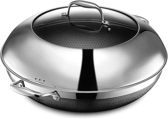 HexClad 14" Hybrid Nonstick Wok & Lid, Induction-Ready, Dishwasher Safe
