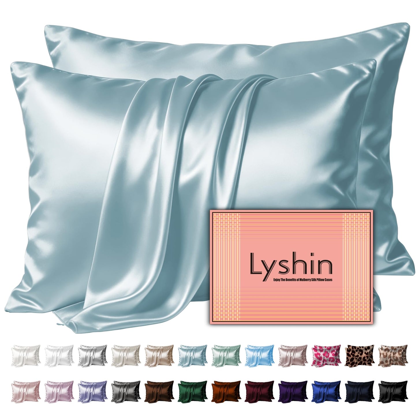 LYSHIN Silk Pillow Cases Standard Size with Hidden Zipper, Leopard