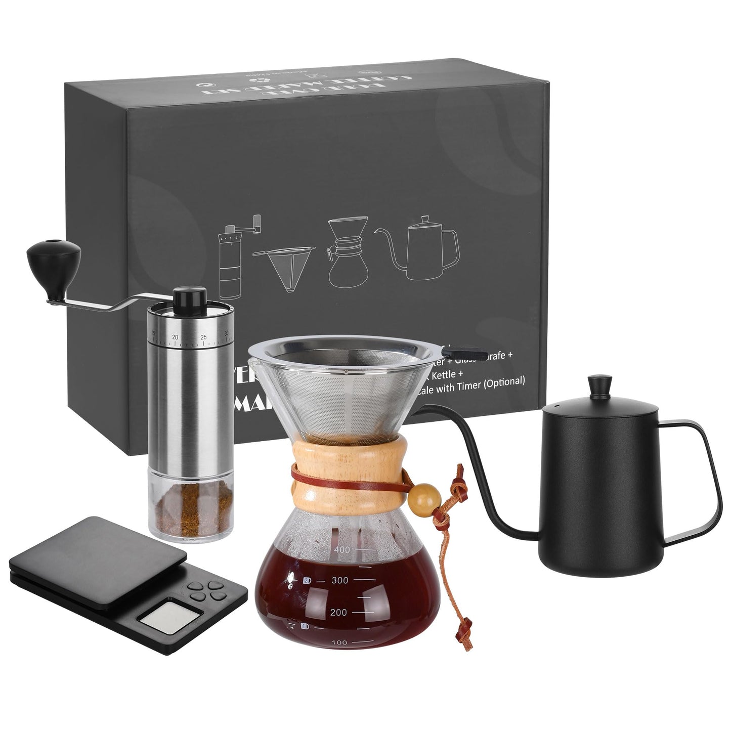 Pour Over Coffee Maker Set, Coffee Pour Over Dripper Kit with Kettle