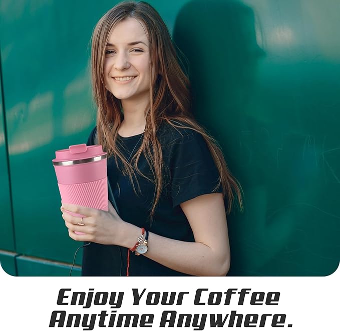 Vacuum-Insulated Stainless Steel Travel Coffee Mug, Leak-Proof Reusable Coffee Cup with Lid - Keep Hot & Cold Drinks for Hours, Durable Insulated Tumbler for Men & Women(3rd-Pink, 17OZ)