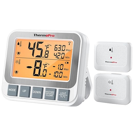 TempPro TempAir Wireless Freezer Fridge Thermometer with Alarm