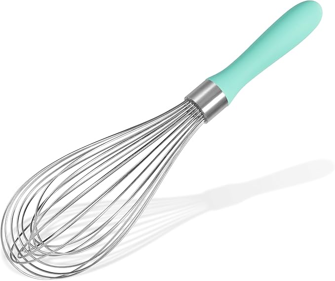 Doosu 18/8 Stainless Steel Balloon Whisk for Cooking (12 Wires, Red)