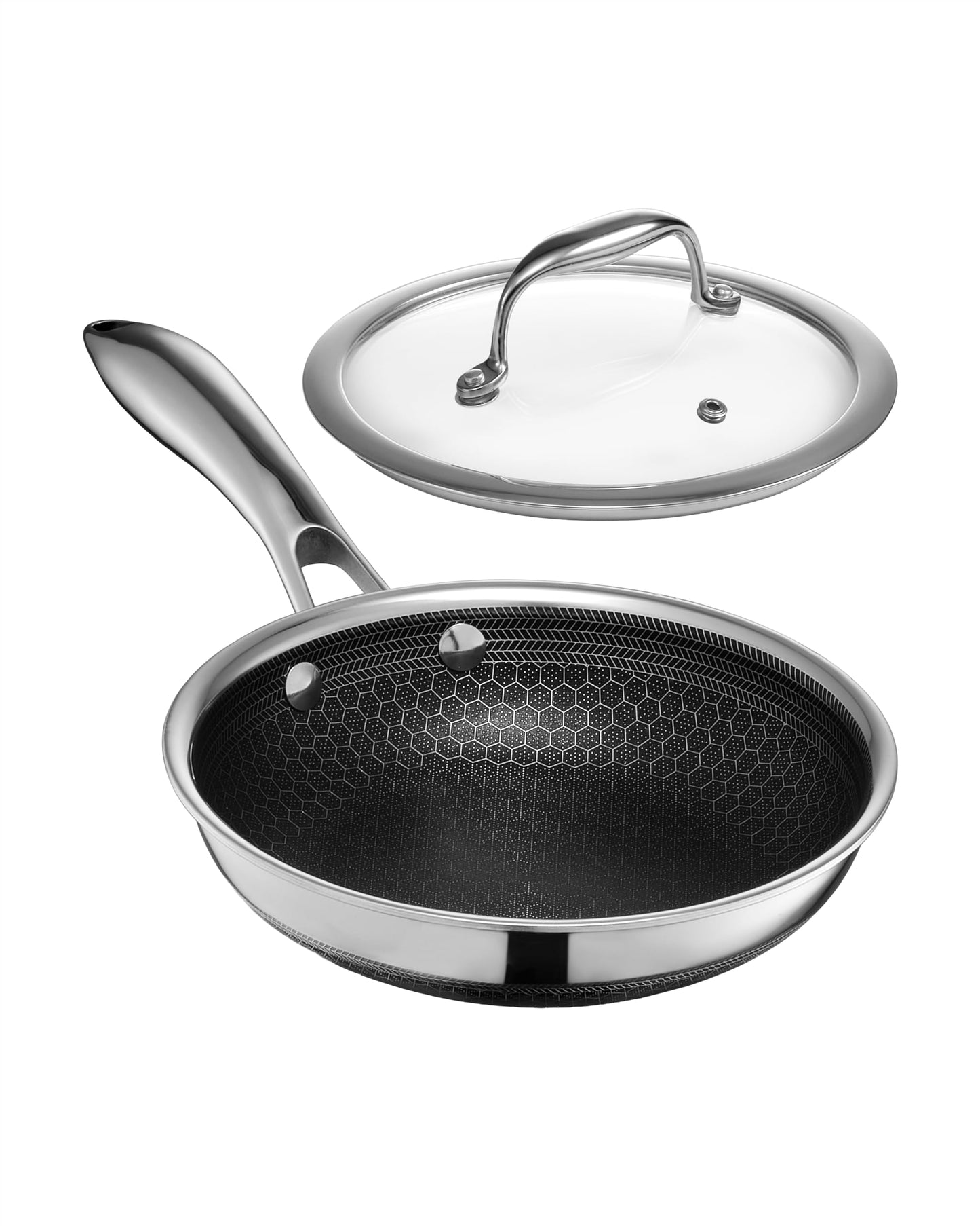 HexClad 10" Hybrid Nonstick Frying Pan with Lid, Dishwasher & Oven Safe