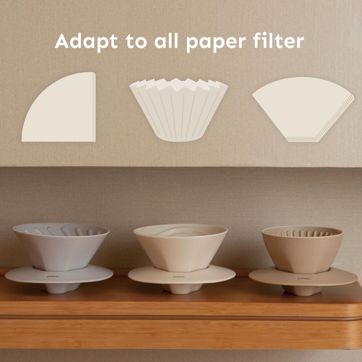 palatti Mist Porcelain Pour Over Coffee Dripper, Ceramic Pour Over Coffee Maker, Adapt to Conical 60 Degree Styles Cone Filters, Faster Flow Rate, Interchangeable Wall and Base, 1-4 cups