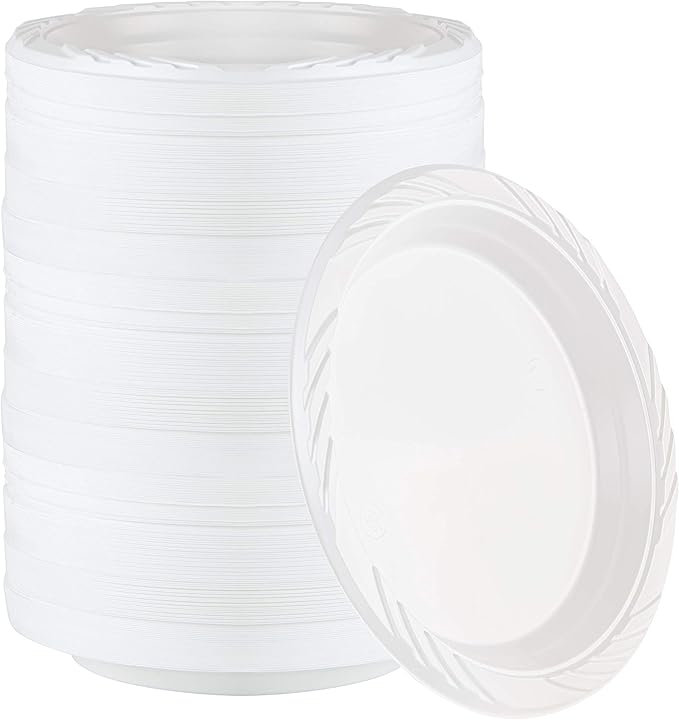 100 Count Disposable 6 Inch White Plastic Dessert Plates