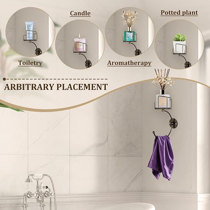Hand Towel Holder for Bathroom with Vintage Wall Mounted Candle Holder, Rustproof Anti-Corrosion Alloy Unique Bronze Towel Hook, Sturdy Coat Hanger for Vintage Kitchen Bathroom Decor and Accessories