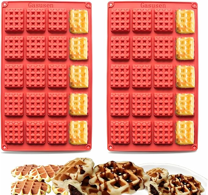 Silicone Waffle Mold Set, 2PCS/Set 18/20 Cavity Mini Silicone Waffle Mold Waffle Making Mold, Non-stick Cake Cookie Chocolate Making Mold for Baking