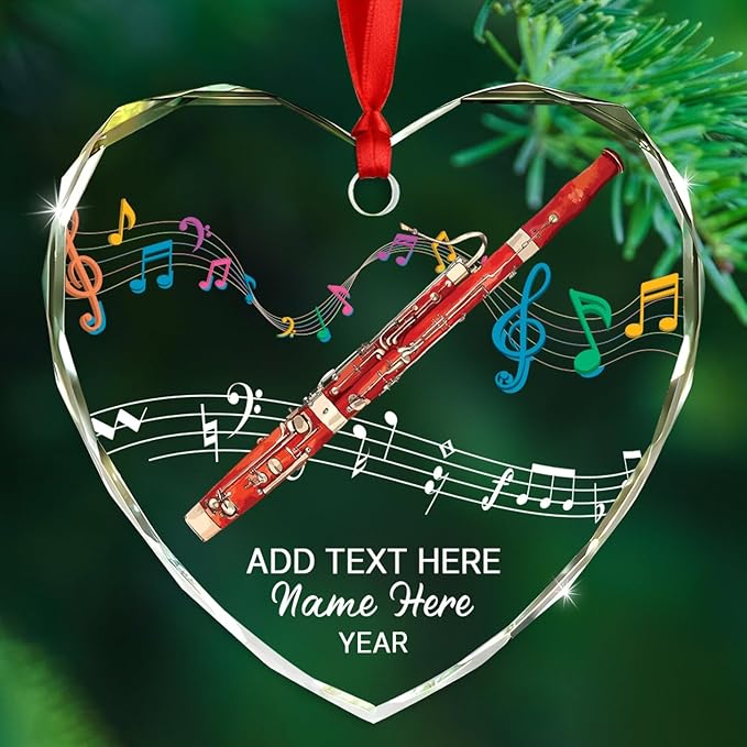 Personalized Drum Musical Instrument Glass Ornament, Customized Year Text Name Christmas Ornaments Gift for Drummer Husband Wife Dad Mom Kids, Unique Drum Set Glass Christmas Ornament for Birthday