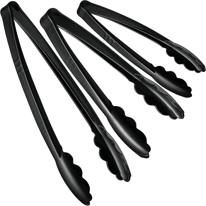 [Clear Tongs 12'' Inches] Plasticpro 12'' Serving Tongs Heavy Duty Reusable Kitchen and BBQ Clear Serving Tongs for party's, Caterings, Events, Buffet, Weddings, And every Day use Pack of 12