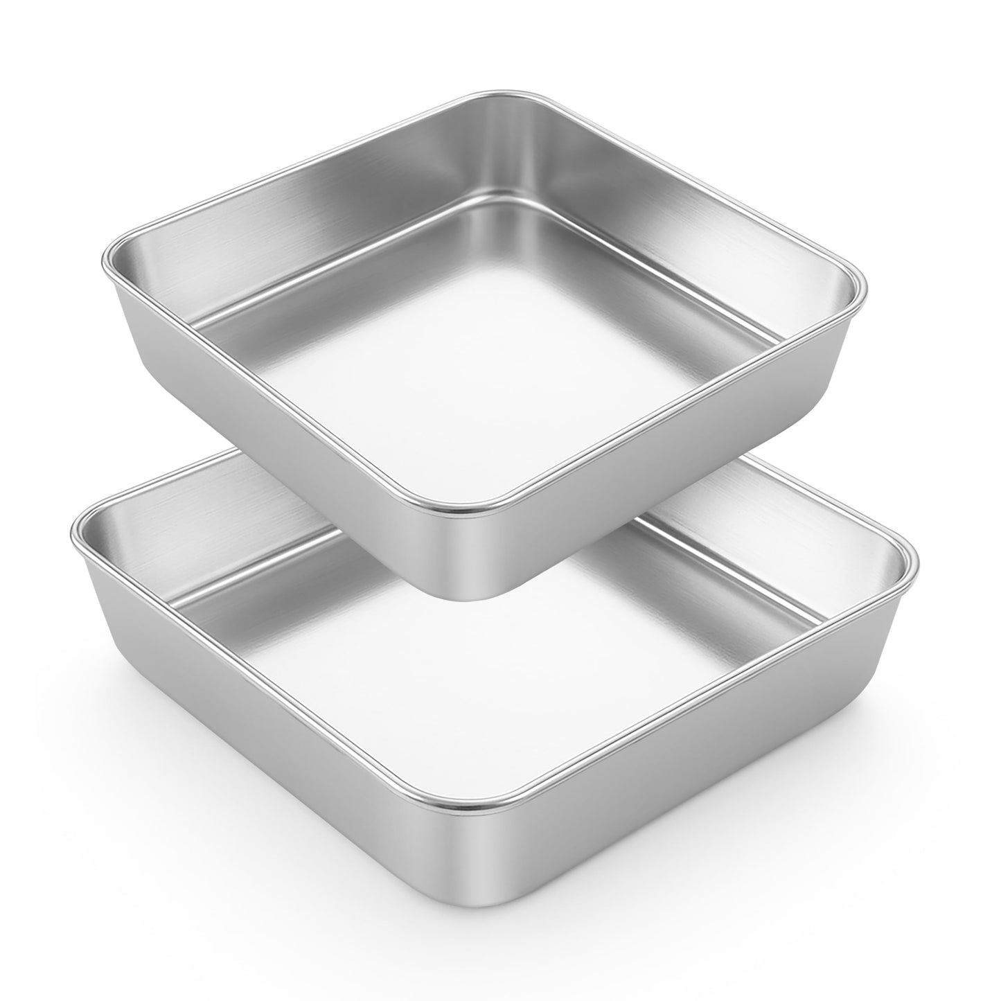 LIANYU 3 Pack 8 x 8 Inch Square Baking Cake Pan, Stainless Steel Cake Molds