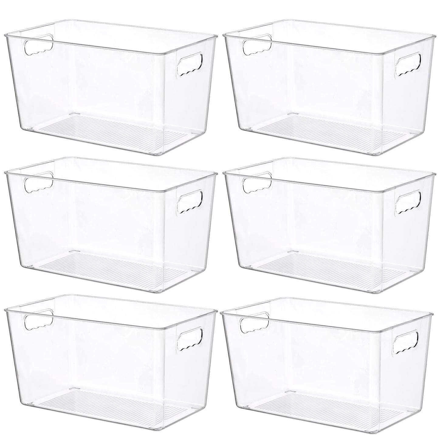 Vtopmart 6 Pack Clear Storage Bins, Pantry Cabinet Organizer Bins, Medium