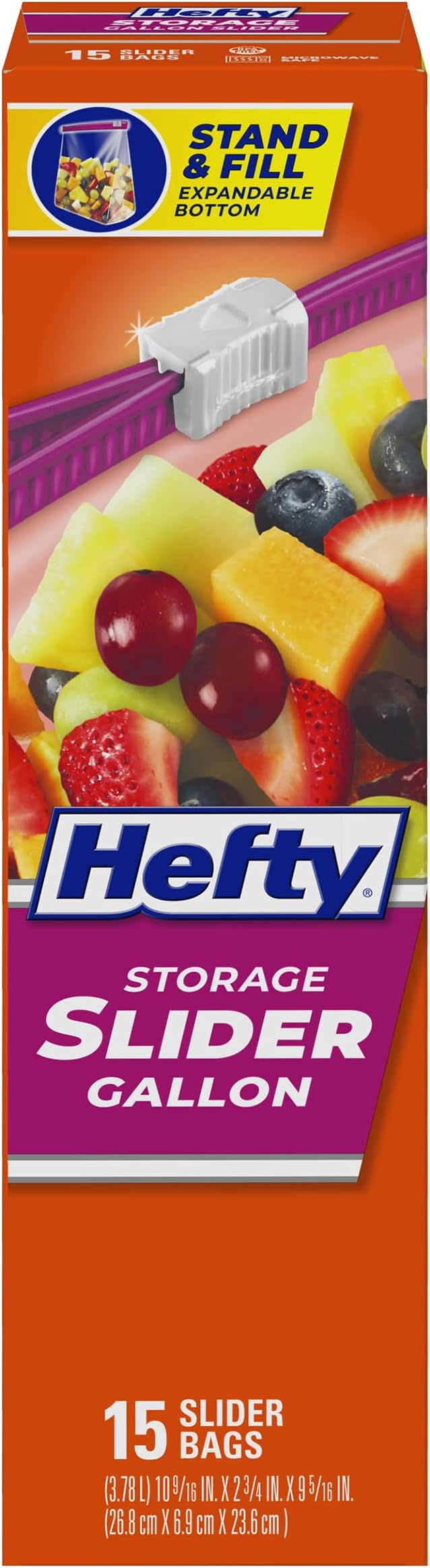 Hefty Slider Storage Bags, Gallon Size, 15 Count (9 Pack), 135 Total
