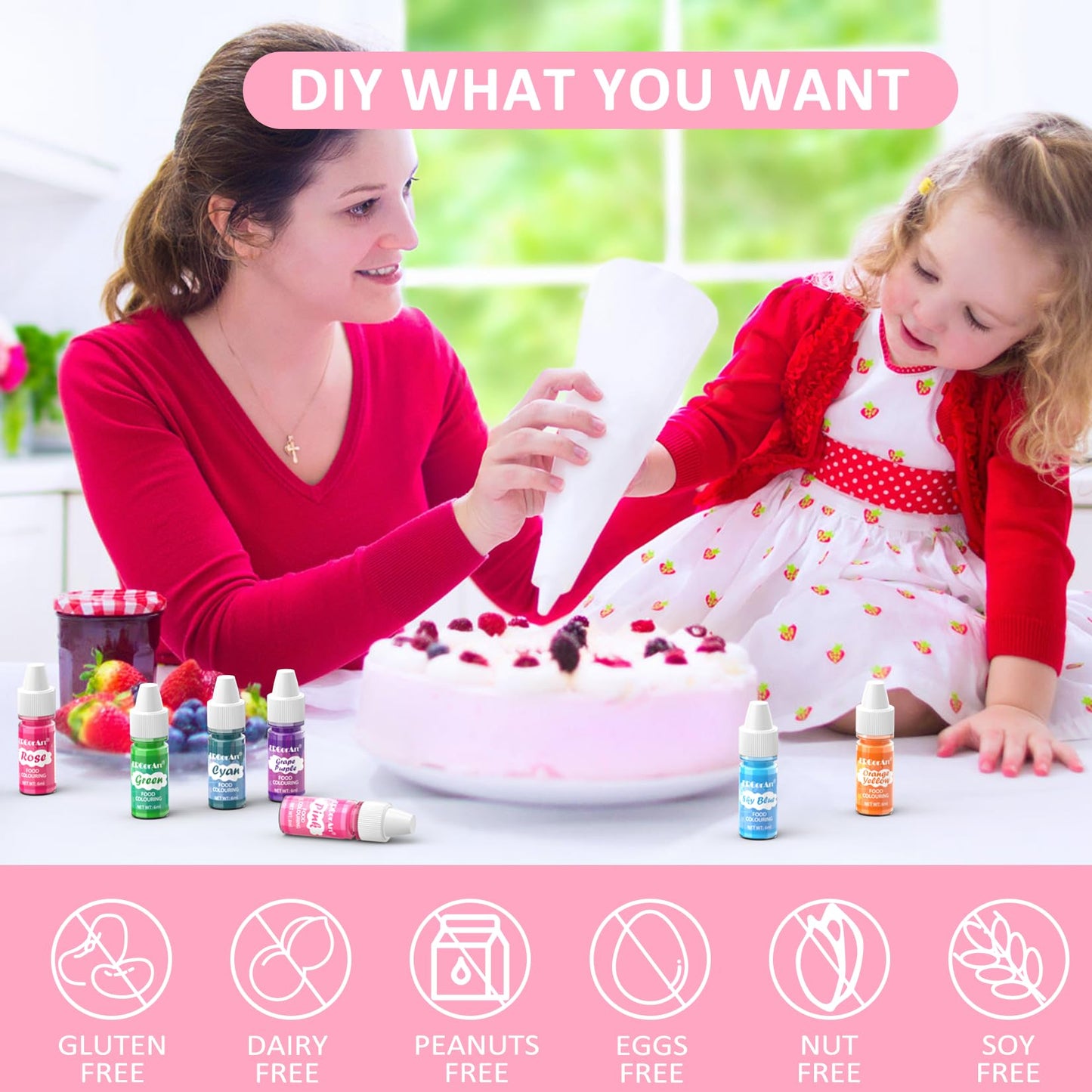 Food Coloring Powder - ERCorArt 10 Vivid Colors Powder Food Dye, Highly Concentrated Flavorless Food Coloring for Baking, Frosting, Cake Decorating, Icing, Cookies, Slime - 5g/Bottle