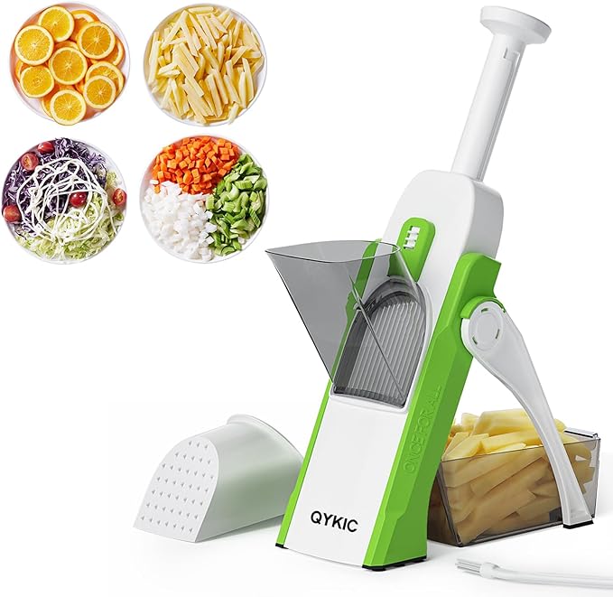 QYKIC Safe Mandoline Slicer Pro for Kitchen, Adjustable Chopper 6 in 1