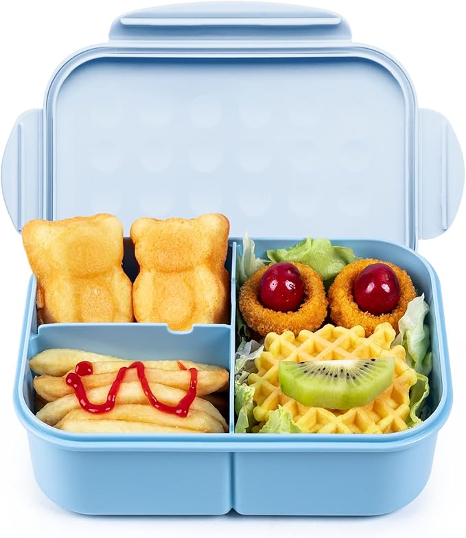 MISS BIG® Bento Lunch Box for Adults & Kids, 1900ml, 3 Compartments, White