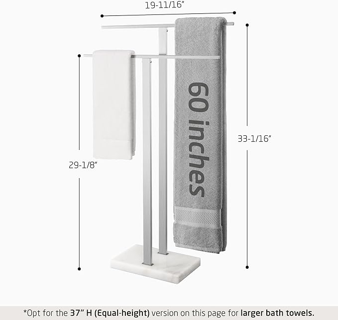 KES Standing Towel Racks for Bathroom 2-Tier, Floor Towel Rack Stand with Heavy Marble Base, Upgrade Steady Freestanding Design, Pro-Grade 18/8 Stainless Steel Brushed Finish, BTH217-2