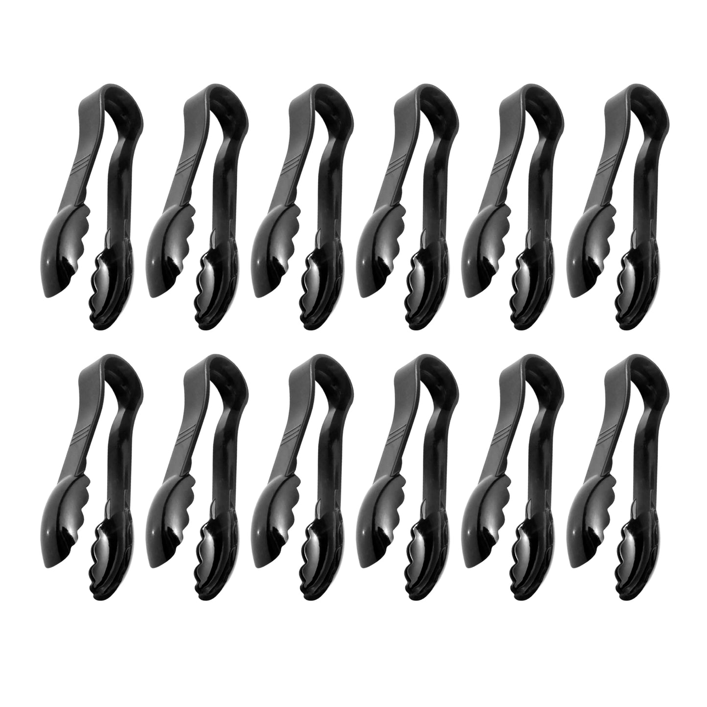 New Star Foodservice Utility Tong, High Heat Plastic, Scalloped, Set of 12 (6-Inch, Clear)