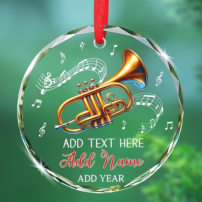 Clarinet Player Christmas Glass Ornament, Personalized Clarinet Xmas Ornament Gifts for Musical Instrument Player, Clarinettist Christmas Keepsake, Custom Text & Name Musician Glass Ornaments 2026
