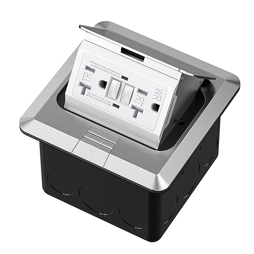 KYHSHJ USB Pop Up Floor Socket Kit with 2 * 20A Receptacle，4.8A 1 USB-A Ports &1 USB-C Port，Corrosive Resistant Hardware,Silver