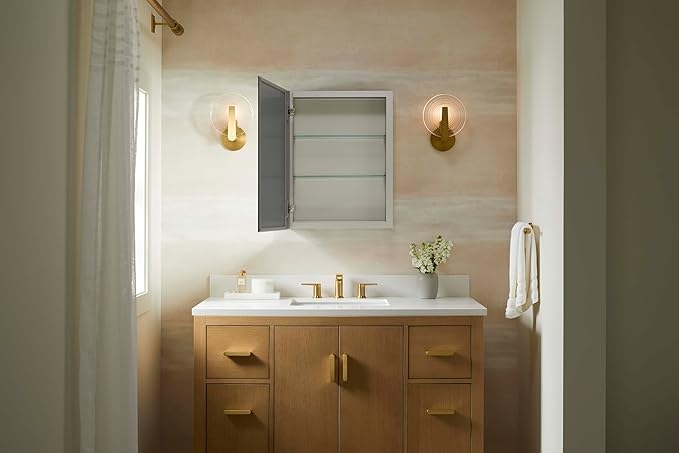 Kohler 55062-NA Embark Slim Medicine Cabinet Mirror, Adjustable Shelves with Mirrored Door, 20 in. W x 26 in. H
