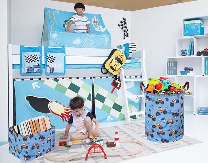 Kids Boys Hamper, Kids Laundry Basket Collapsible Monster Truck Storage Baskets for Boy Room Decor,Office,Toy Organizer,Gift Hamper(Monster trucks) …