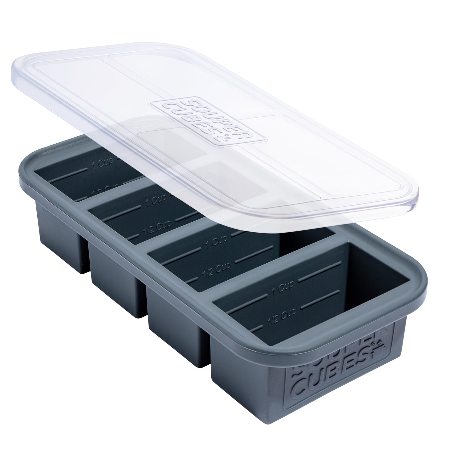 Souper Cubes 1 Cup Silicone Freezer Molds with Lids, Aqua, 2-Pack