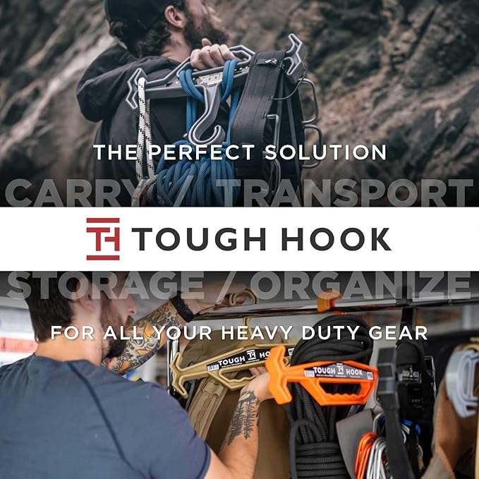 Tough Hook Gen2 Heavy Duty Plastic Hanger, Tan, 200 lbs Capacity, 1" x 5" Loop ID Strip Included