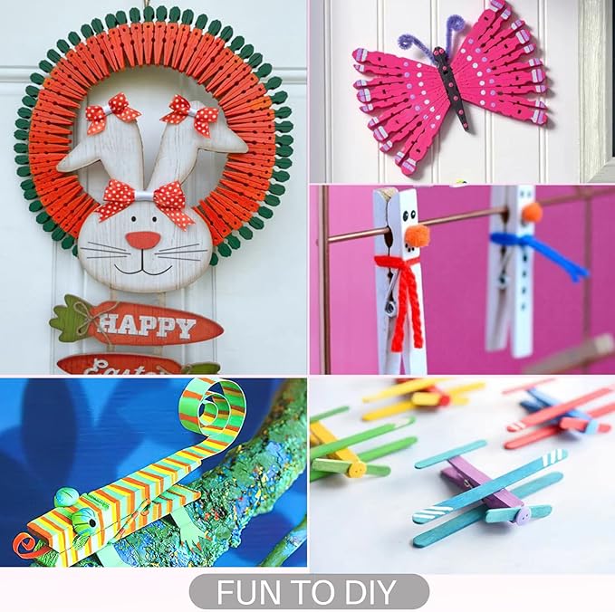 Clothes Pins, Colored Clothespins 50 PCS 2.9" Natural Birchwood Close Pins, Strong Grip, Colorful Clothespins, Multi-Purpose Colored Clothes Pins for Crafts, Hanging Clothes, Laundry