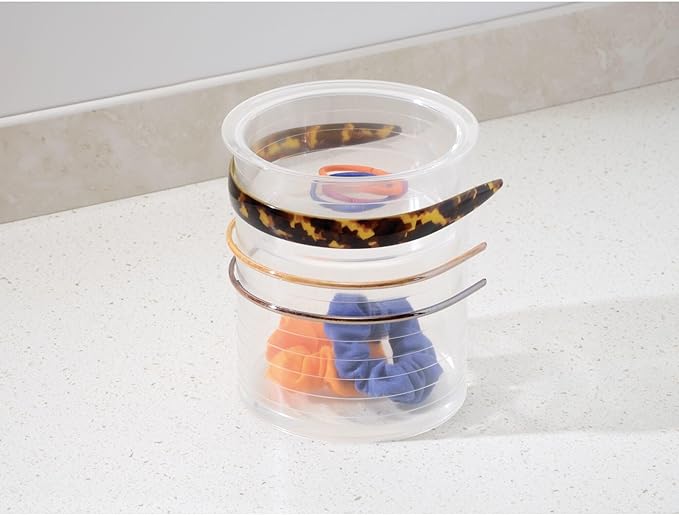 iDesign Hair Accessories Organizer Canister, The Clarity Collection – 6" x 6" x 7", Clear
