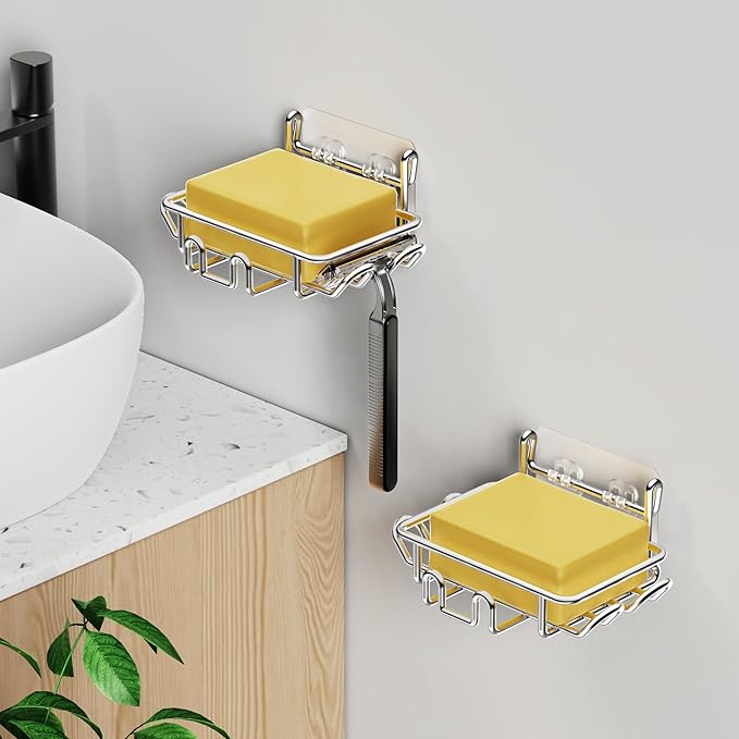 Shower Caddy Corner for Bathroom, Tension Pole, Adjustable 25in-114in Floor to Ceiling, Standing Shower Tension Rod Organizer, 4 Tier Storage Shelves with 2 Soap Holders/Hanging or Adhesive, Silver