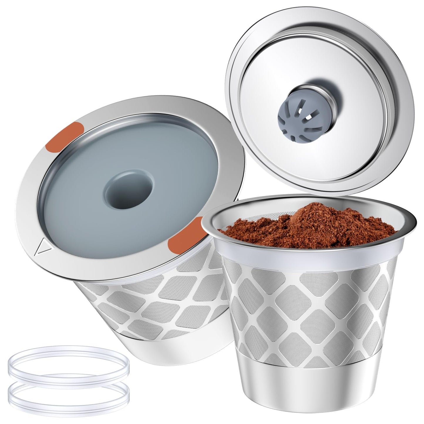 Reusable k Cup Coffee Filters,Universal stainless steel Refillable k Cups Filter Use for K 2.0 and 1.0 Coffee Makers-brewers (4pack)