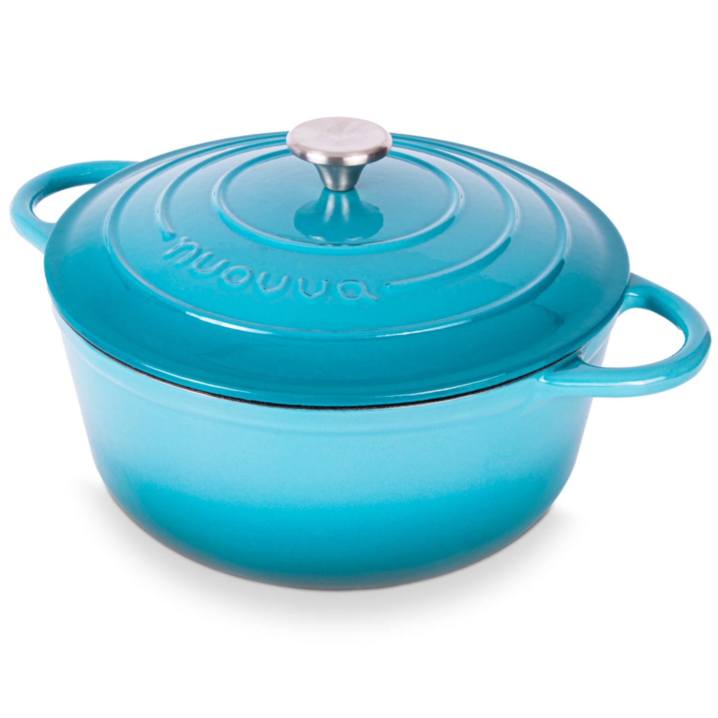 Nuovva Enamelled Cast Iron Dutch Oven Pot with Lid – 6.4 Quart Non Stick Casserole Pot – Heavy Duty & Oven Safe up to 500° F for Bread Baking, Braising, Stews, Roasting – 28cm Black
