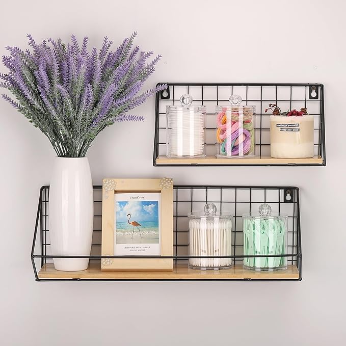 Tbestmax 4 Pack Qtip Holder - Restroom Bathroom Organizers with Clear Plastic Apothecary Jars for Cotton Swab, Round Pads, Floss