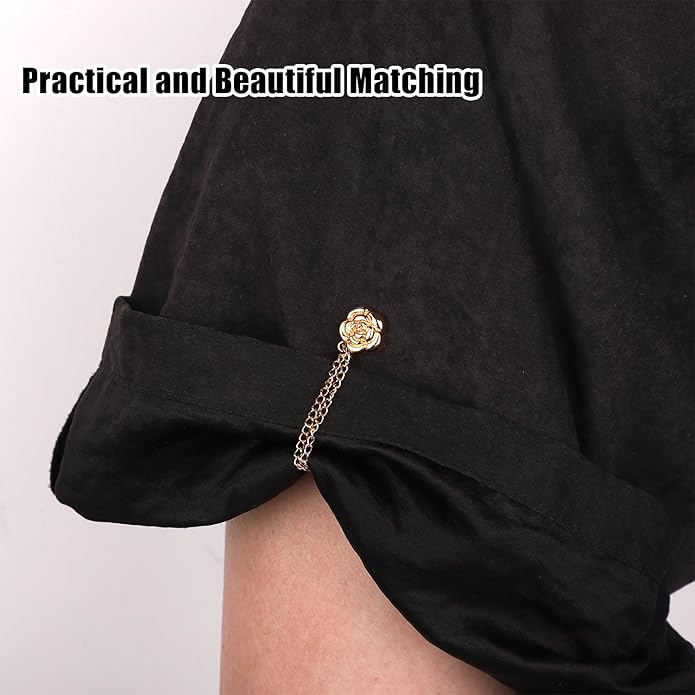 6pcs Magnetic Clothing Clips with Chain, Multi-Function Magnet Button Pins Hijab Cuff Clips for Fixing Hem of Clothes Long Pants Legs Sleeves of Shirts