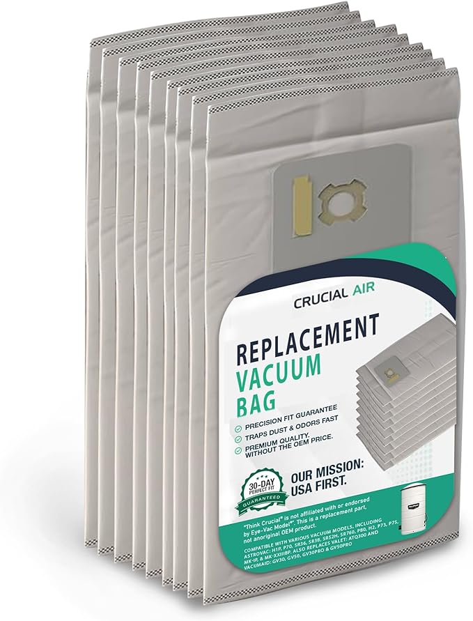 6 Valet & VacuMaid Vacuum Bags Compatible with AstroVac, Part # HPB2HPK & HPB2H, Fits Models: H1P, P70, SR36, SR38, SR52H, ATQ300, GV30, GV50, GV30PRO & GV50PRO - by Think Crucial (6 Pack)