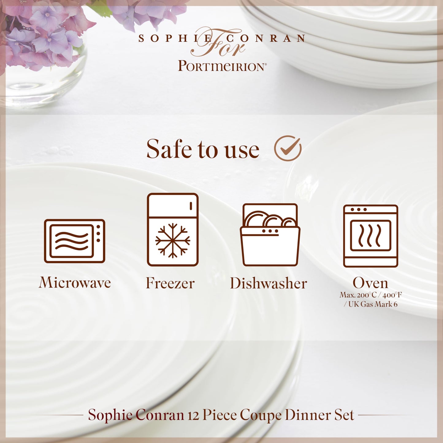 Portmeirion Sophie Conran White Coupe 12-Piece Dinnerware Set