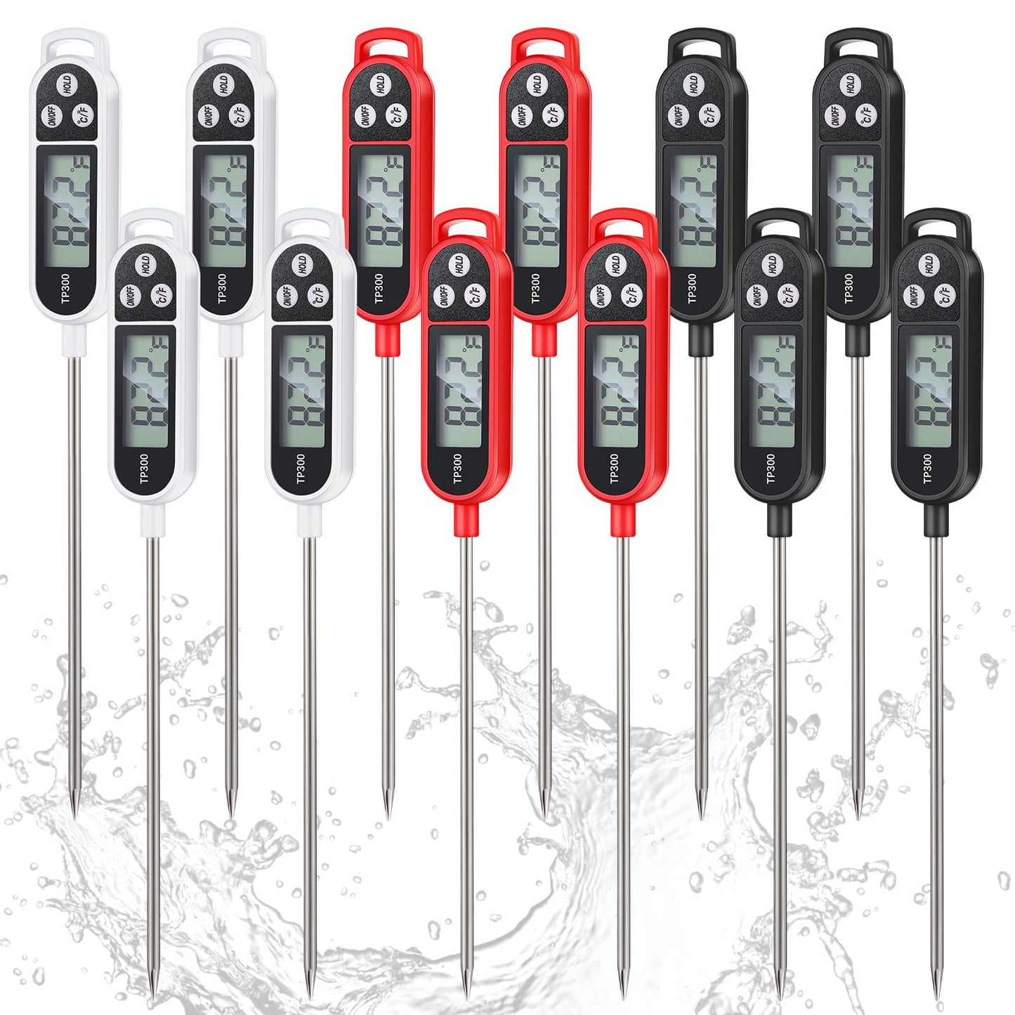 Copkim 6 Pcs Instant Read Meat Thermometer Long Probe,White