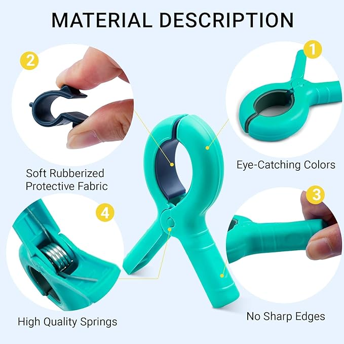Beach Towel Clips for Beach Chairs, 8 Pcs Towel Holder for Beach Chair Pool Chair on Cruise Essentials, Jumbo Size Heavy Duty Clothes Pins, Beach Chair Clips to Beach Vacation Essentials, 4 Colors