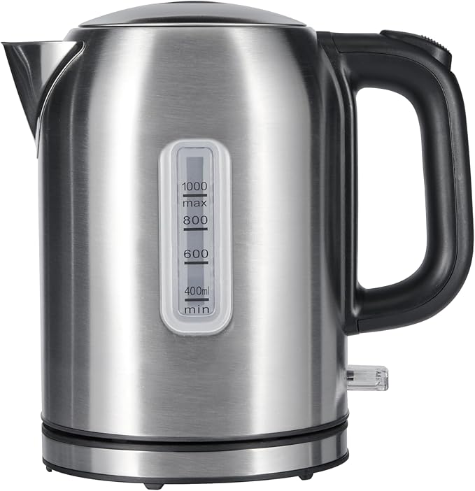 Electric Kettle with Glass Carafe for Tea and Coffee, BPA-Free, Fast Boiling, Auto Shut-Off, Boil-Dry Protection, Water Level Indicator, 1.7 Liter, 1500W, Black and Silver