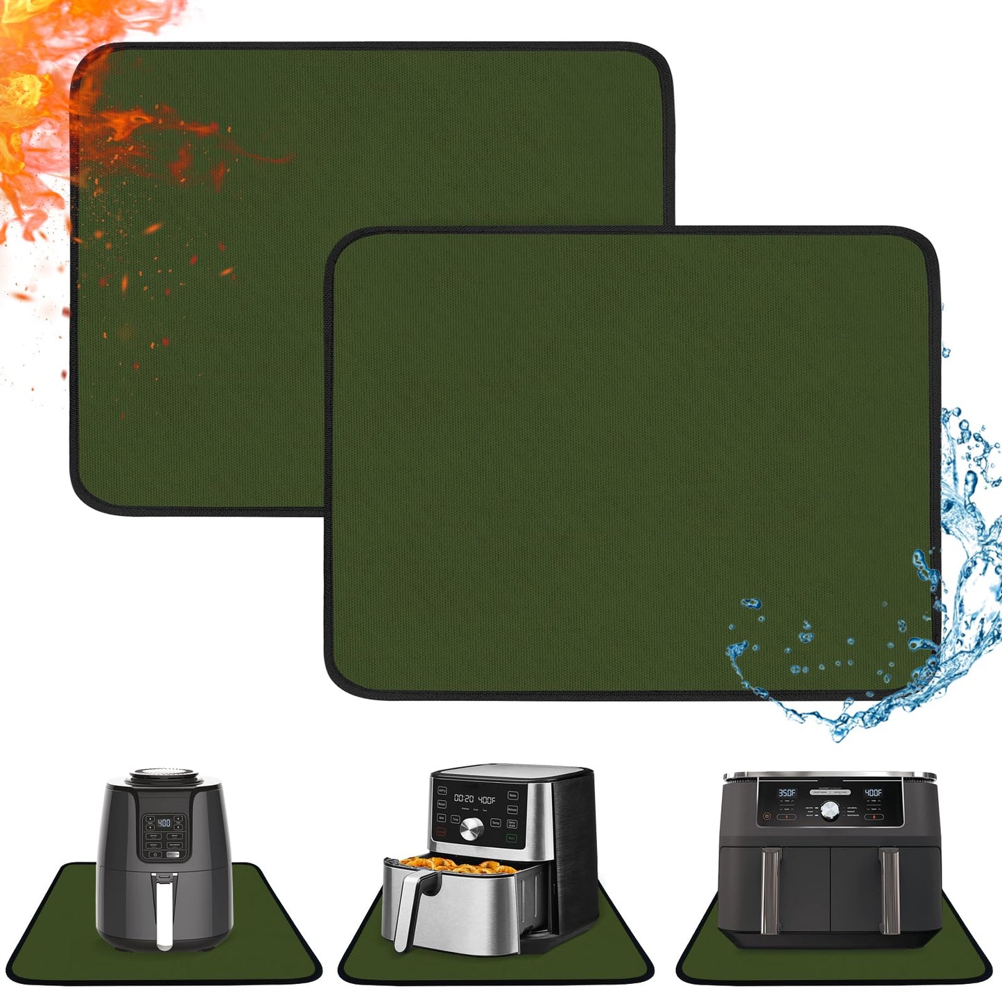 Amerbro 2 PCS Heat Resistant Mats for Countertop Air Fryer, 18x15in, Black