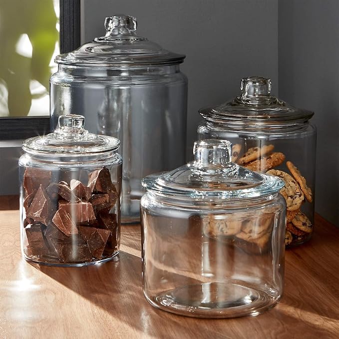 Anchor Hocking Heritage Hill 1/2 Gallon Glass Jar with Lid, Set of 2