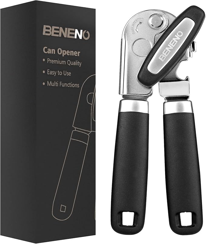Beneno Heavy Duty Hand Can Opener Manual with Magnet Lid Remover, Green